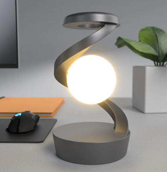 Rotierende Mond-Schreibtischlampe mit kabelloser Ladestation