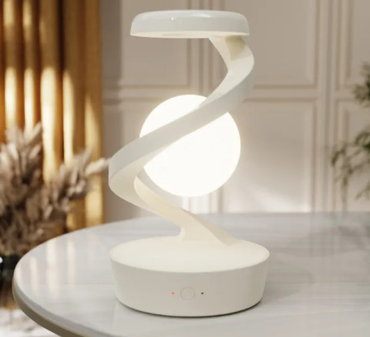 Rotierende Mond-Schreibtischlampe mit kabelloser Ladestation