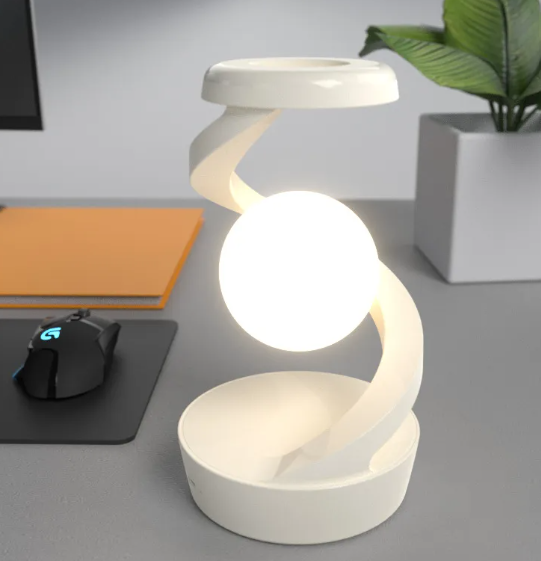 Rotierende Mond-Schreibtischlampe mit kabelloser Ladestation