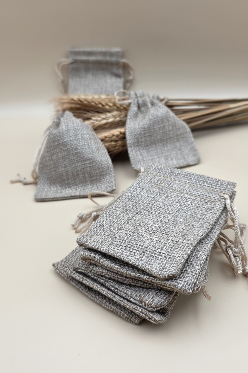 10 Jute-Säckchen mit Kordelzug und naturfarben