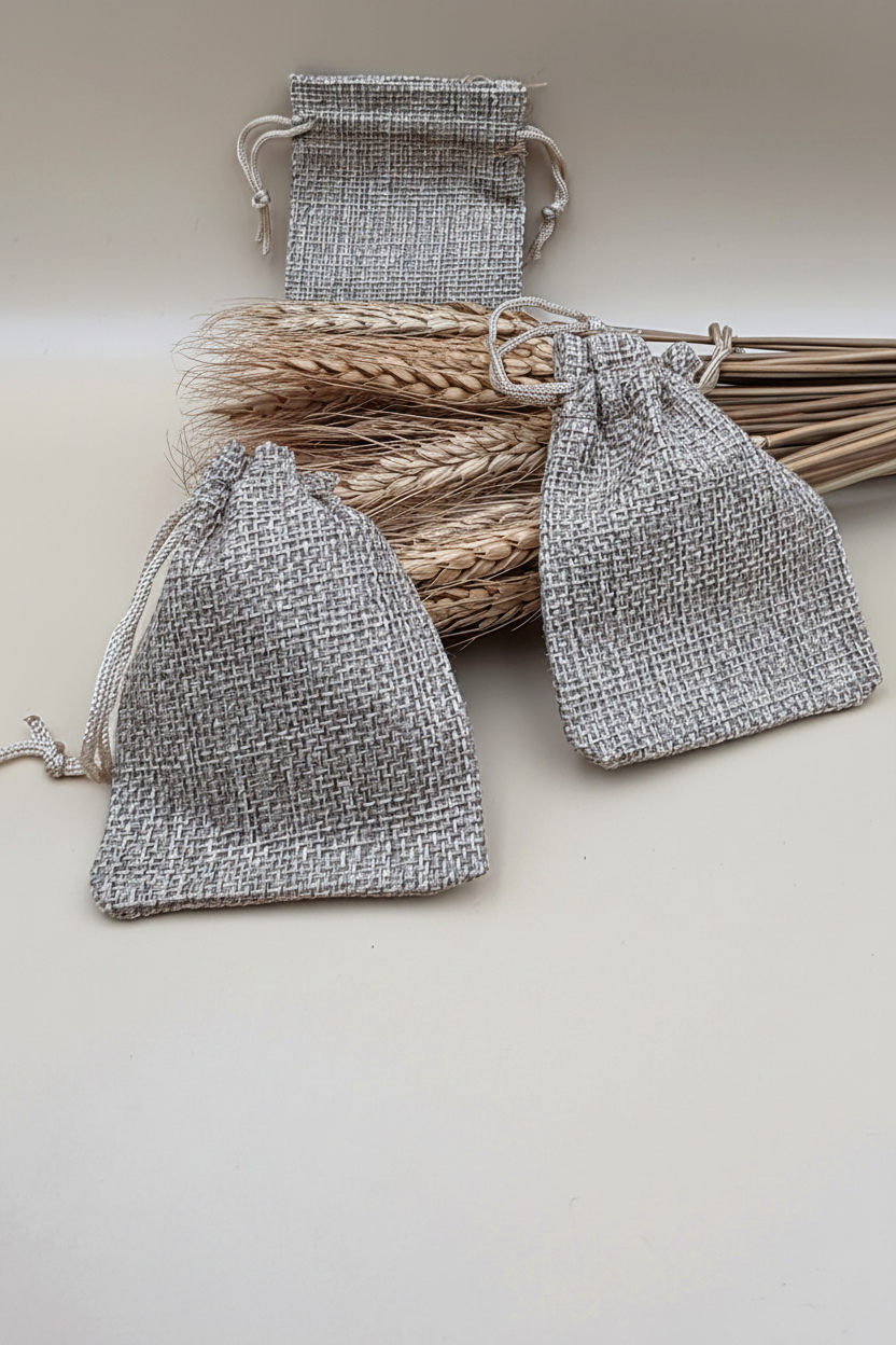 10 Jute-Säckchen mit Kordelzug und naturfarben
